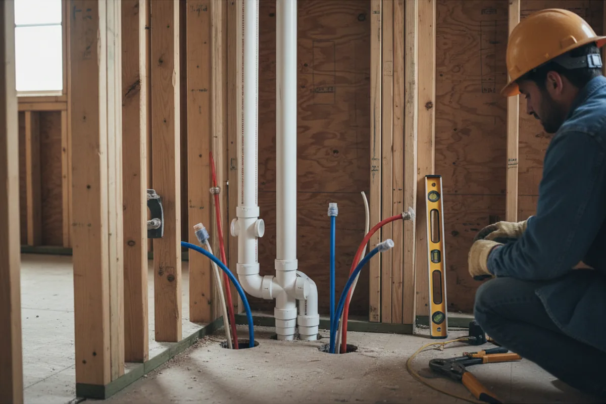 Drain and supply rough-in during Drain Cleaning in Princeton Junction