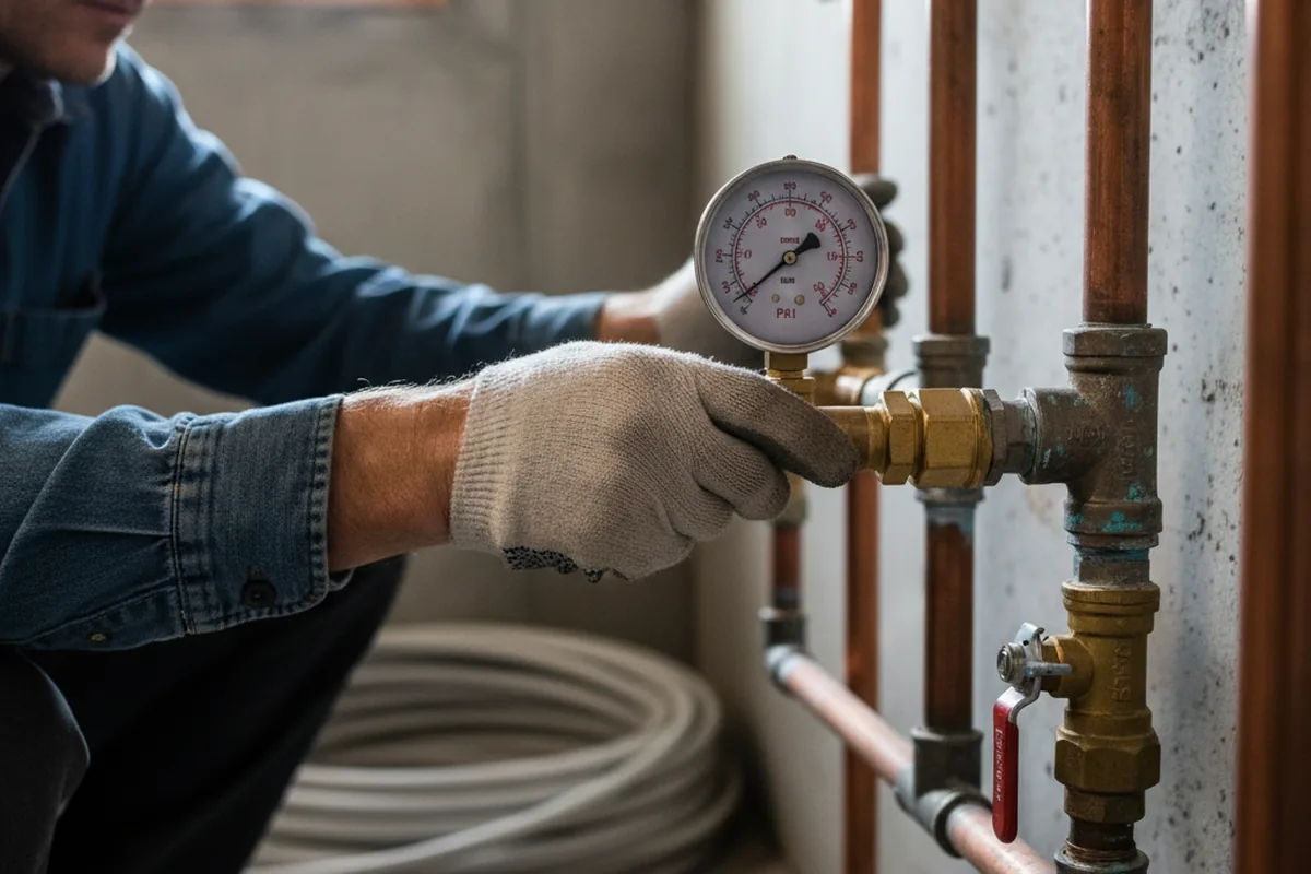 Pressure testing a repaired line during Water Line Repair in Princeton Junction